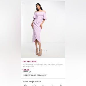 ASOS Midi Pencil Dress - Size 6 Light Purple